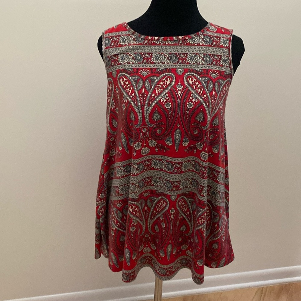 Red Paisley Sleeveless Top